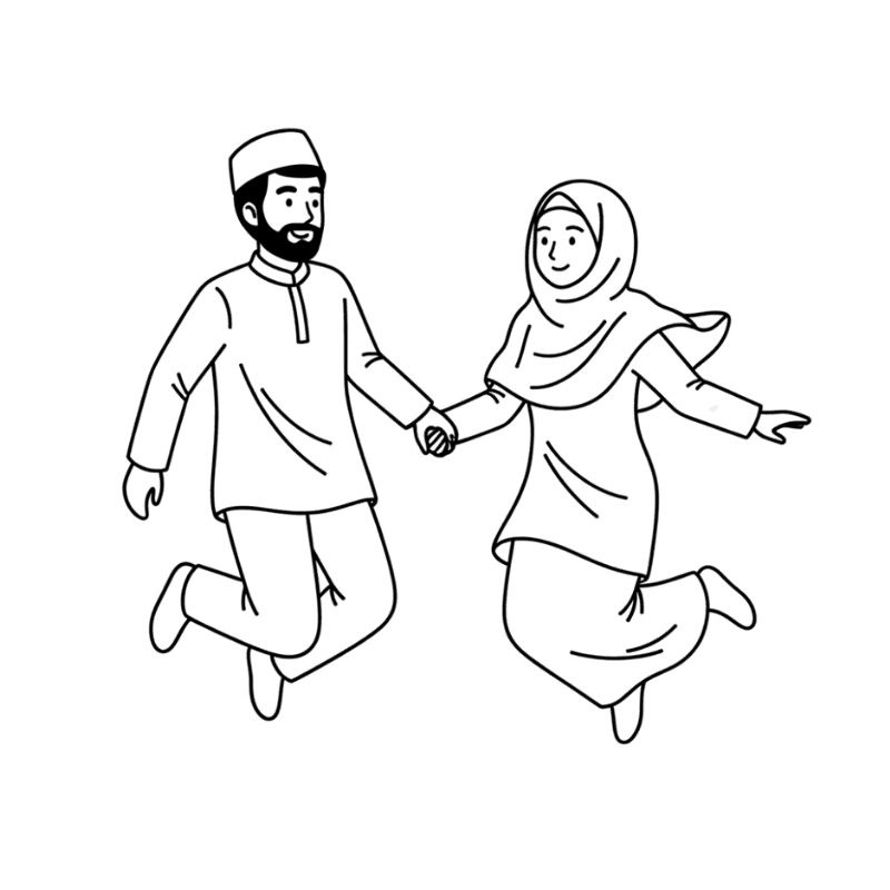 Couple Jump Illustration